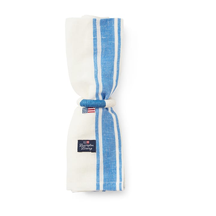 Linen Cotton Side Stripes Stoffserviette 50 x 50cm, Blau-weiß Lexington