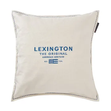 Logo Embroidered Linen/Cotton Kissenbezug 50x50 cm - White - Lexington