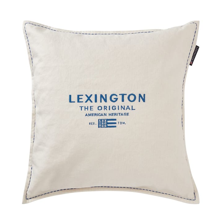 Logo Embroidered Linen/Cotton Kissenbezug 50x50 cm - White - Lexington