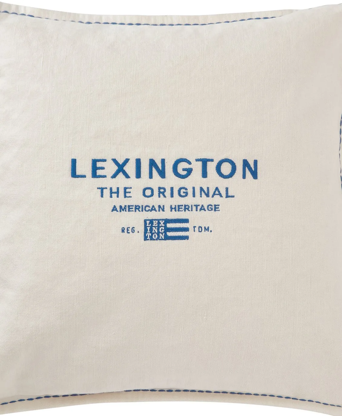 Logo Embroidered Linen/Cotton Kissenbezug 50x50 cm, White Lexington