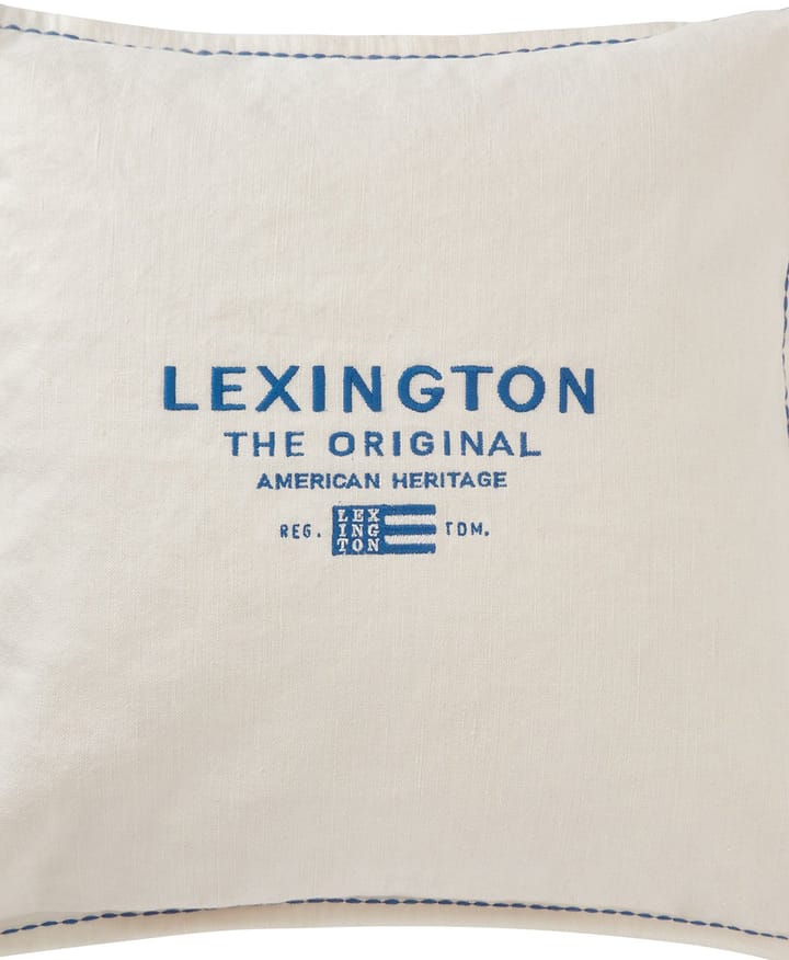 Logo Embroidered Linen/Cotton Kissenbezug 50x50 cm - White - Lexington