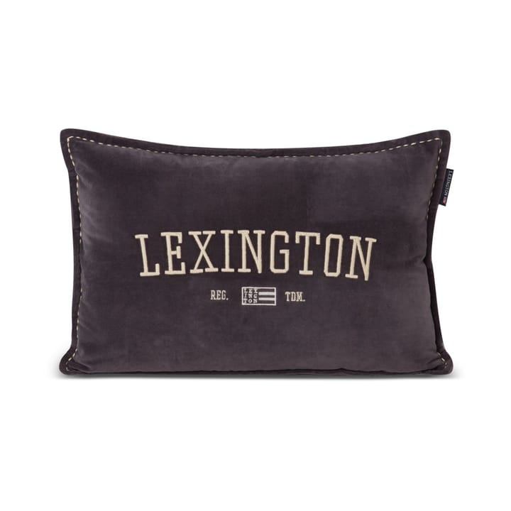 Logo Message Organic Cotton Velvet Kissen 40x60cm - Dark gray - Lexington