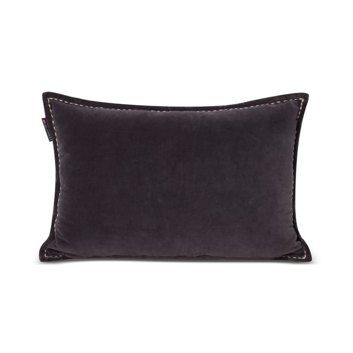 Logo Message Organic Cotton Velvet Kissen 40x60cm, Dark gray Lexington