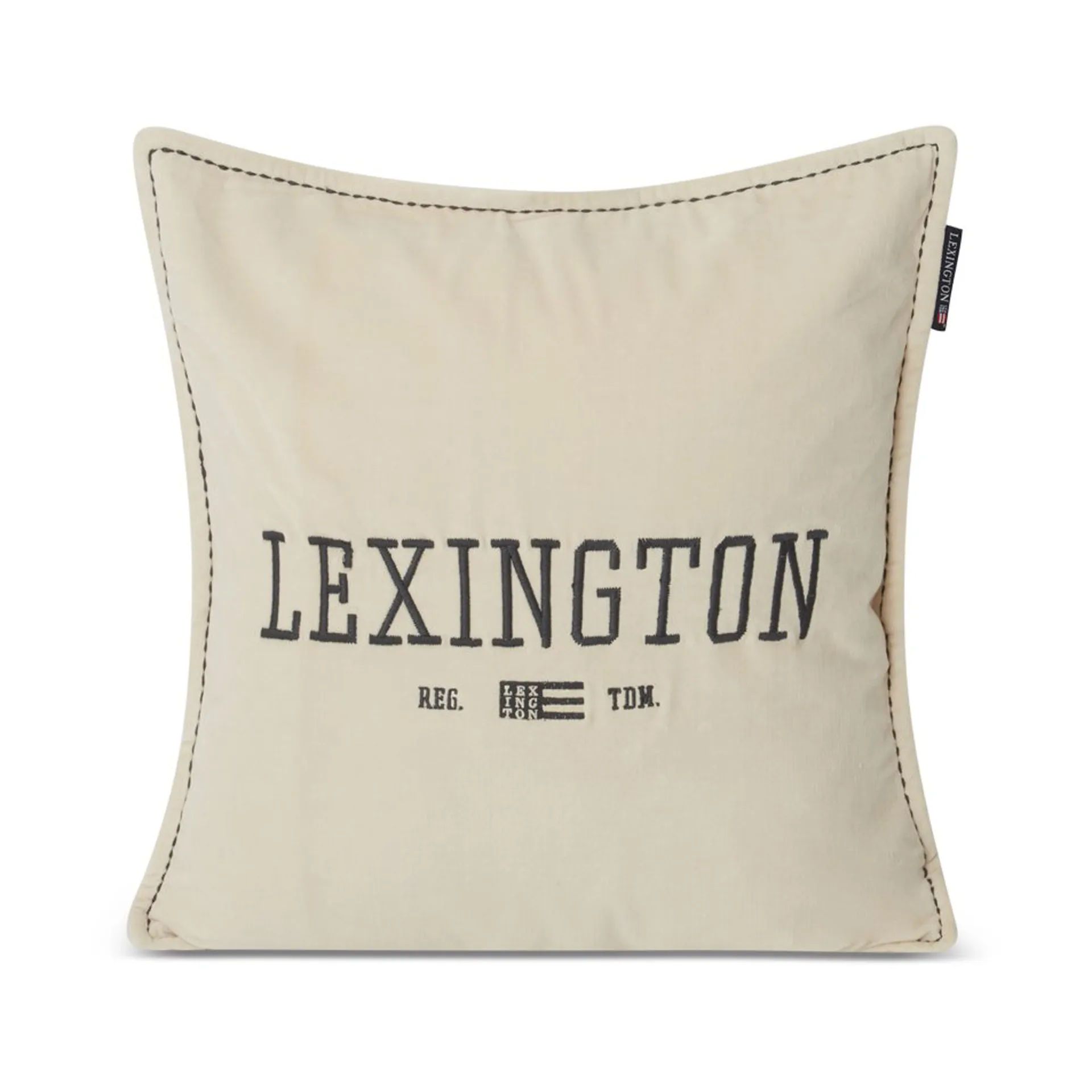 Logo Message Velvet Kissenbezug 50 x 50cm, Light beige Lexington