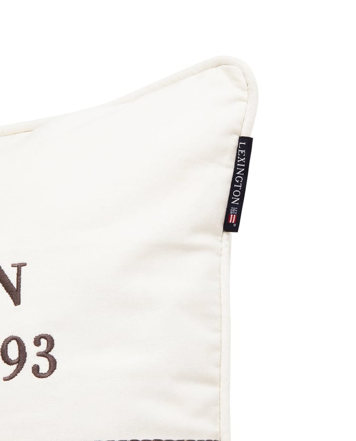 Logo Organic Cotton Canvas Kissenbezug 50x50 cm, White Lexington