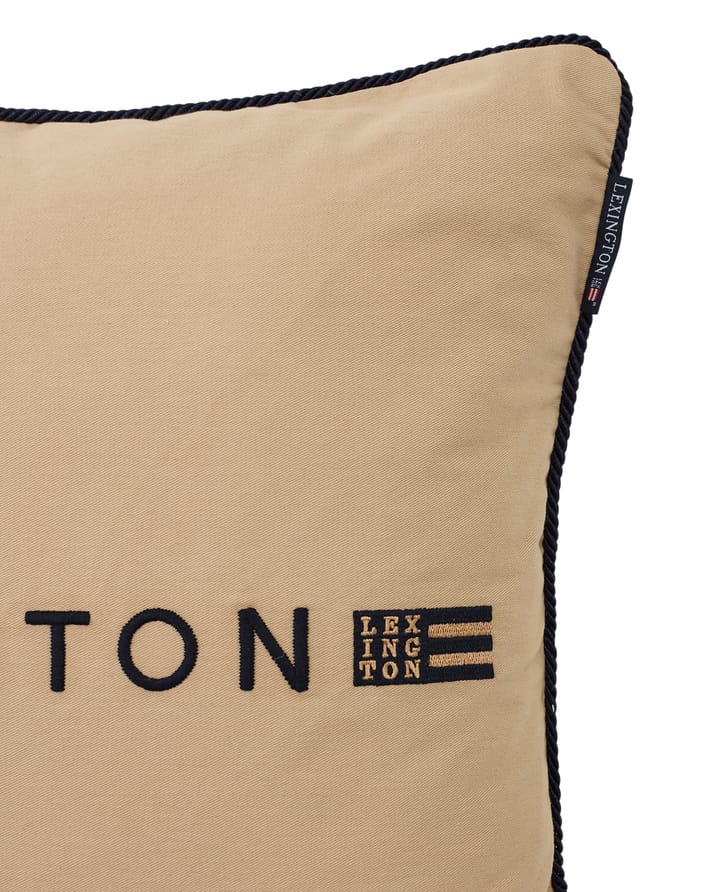 Logo Organic Cotton Twill Kissenbezug 50 x 50cm, Beige-dark blue Lexington