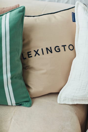 Logo Organic Cotton Twill Kissenbezug 50 x 50cm - Beige-dark blue - Lexington