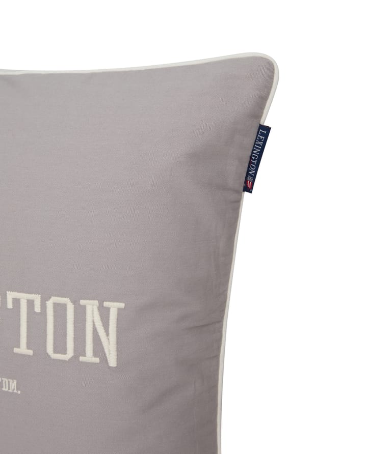 Logo Organic Cotton Twill Kissenbezug 50 x 50cm, Grau-Weiß Lexington