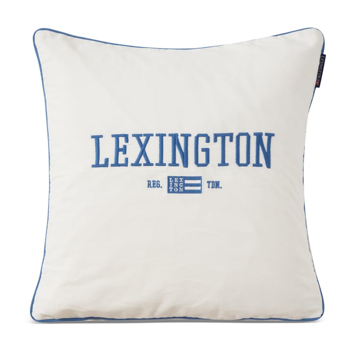 Logo Organic Cotton Twill Kissenbezug 50 x 50cm, Weiß-Blau Lexington
