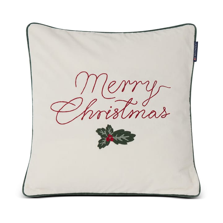 Merry Christmas Cotton Velvet Kissenbezug 50 x 50 cm, Off white-red Lexington