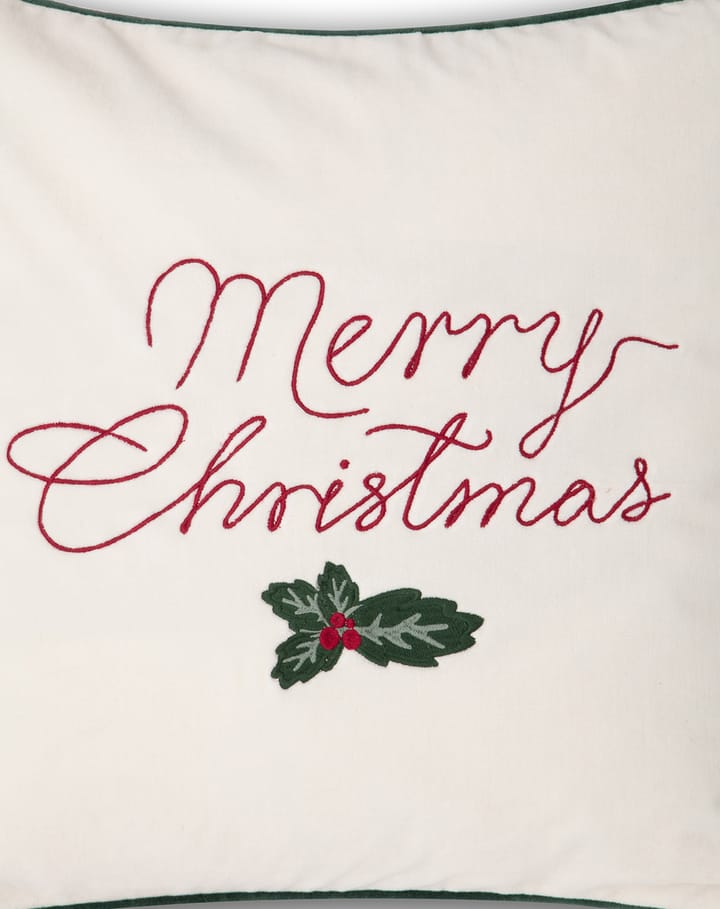 Merry Christmas Cotton Velvet Kissenbezug 50 x 50 cm, Off white-red Lexington