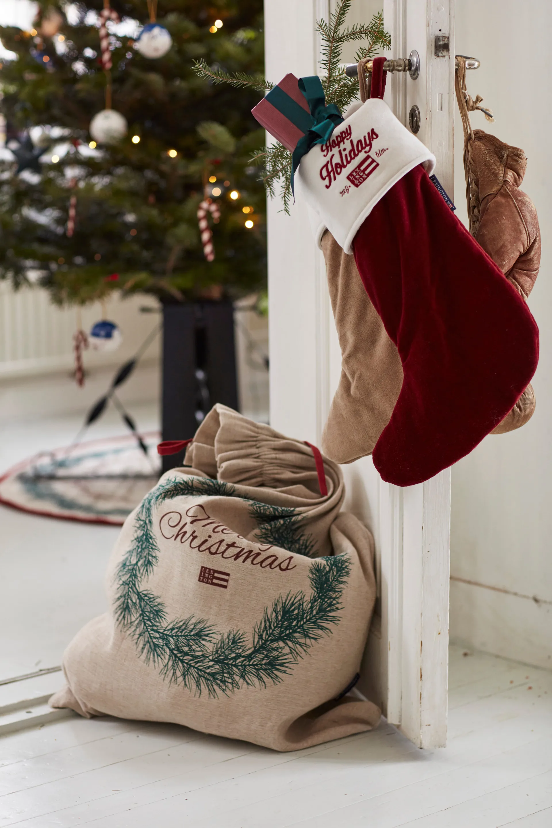 Merry Christmas Jute Cotton Weihnachtsgeschenke-Sack 65 x 95cm, Natural Lexington