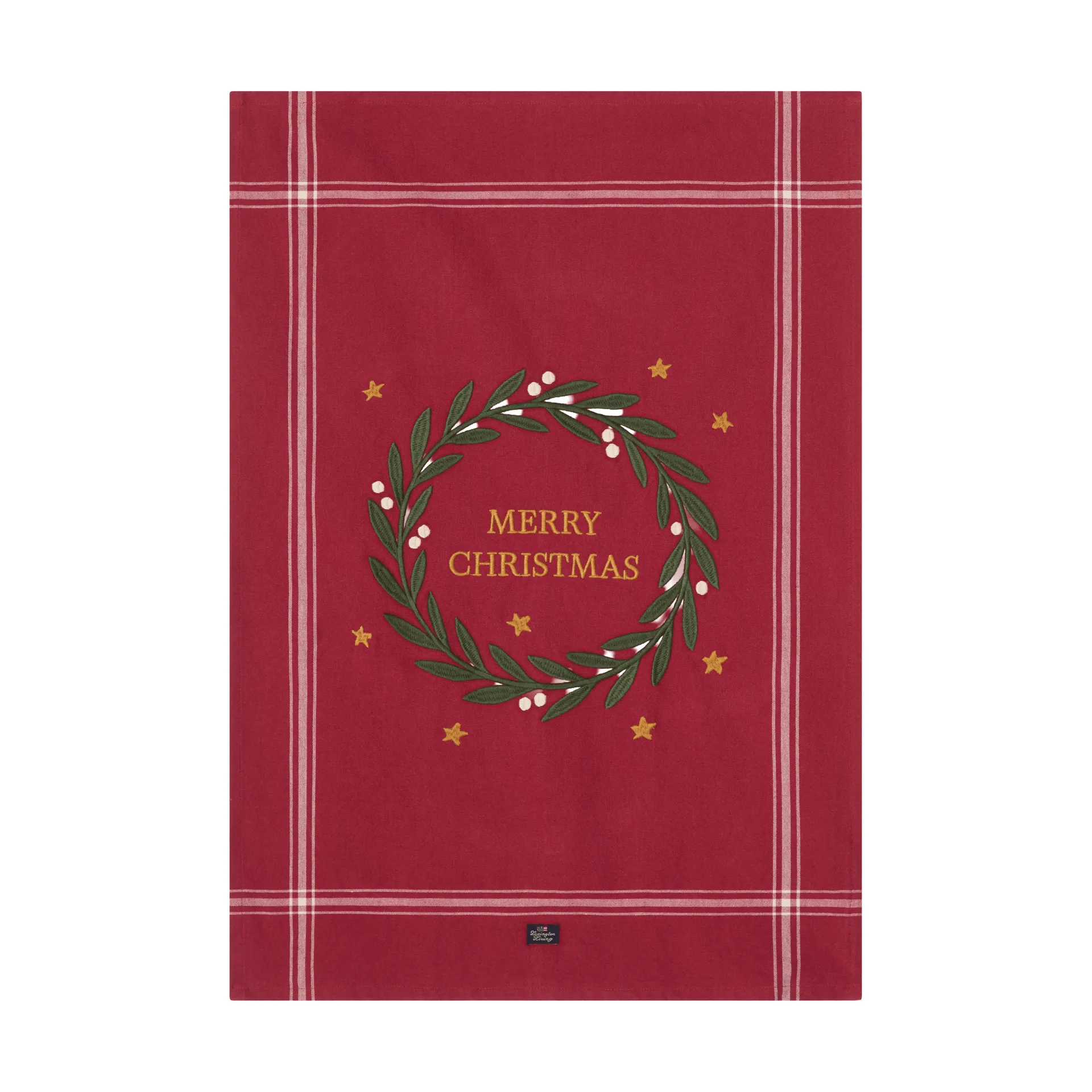 Merry Christmas Org Cotton Geschirrtuch 50 x 70cm, Rot-Hellbeige Lexington