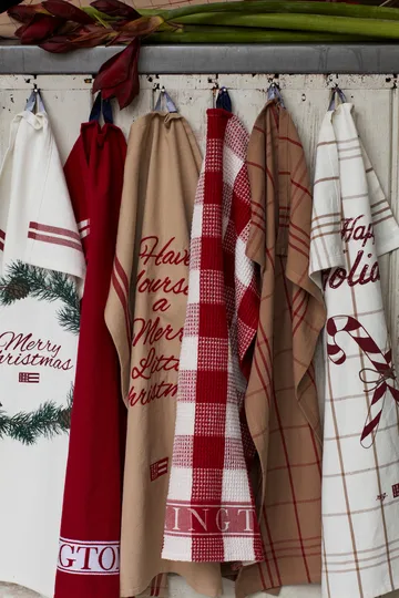 Merry Christmas Org Cotton Geschirrtuch 50 x 70cm - White-red-green - Lexington