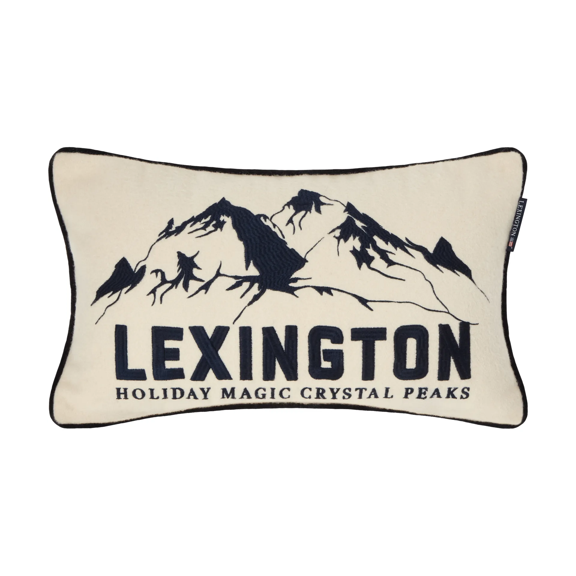 Mountains Logo Wollmix-Dekokissen, White-navy, 50x30 cm Lexington