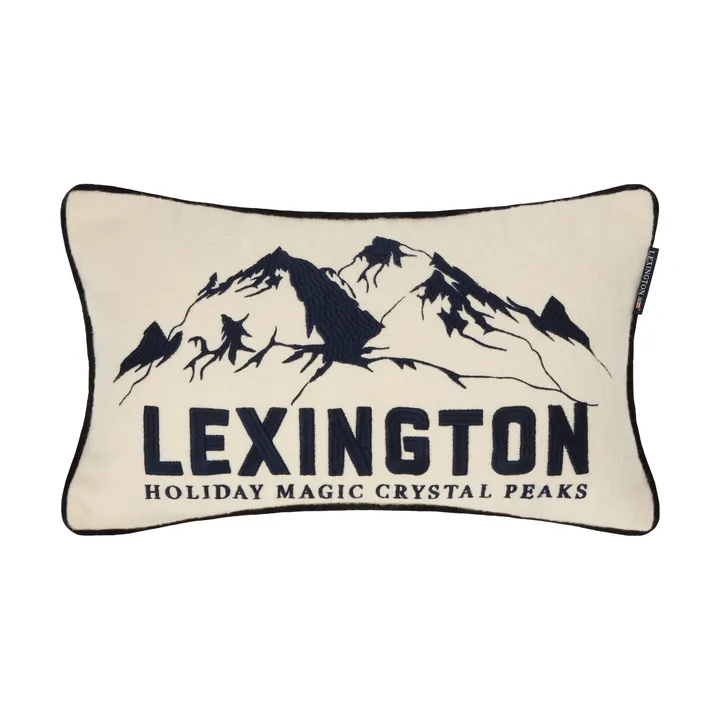 Mountains Logo Wollmix-Dekokissen - White-navy, 50x30 cm - Lexington