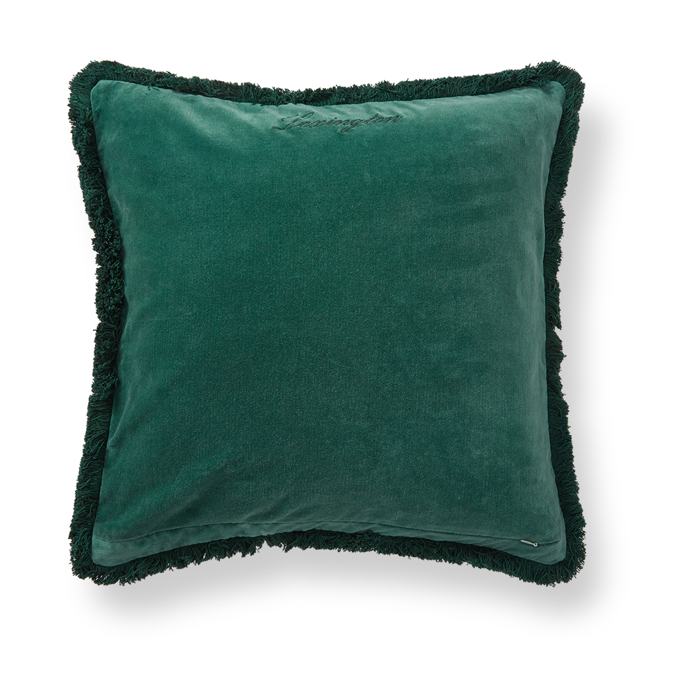Lexington Organic Cotton Velvet Kissenbezug mit Fransen 50x50 cm Grün