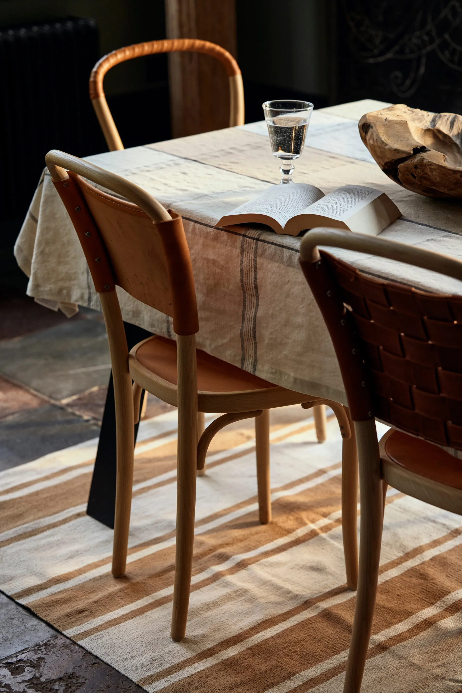 Organic Striped Cotton Teppich 170x240 cm, Beige-white Lexington