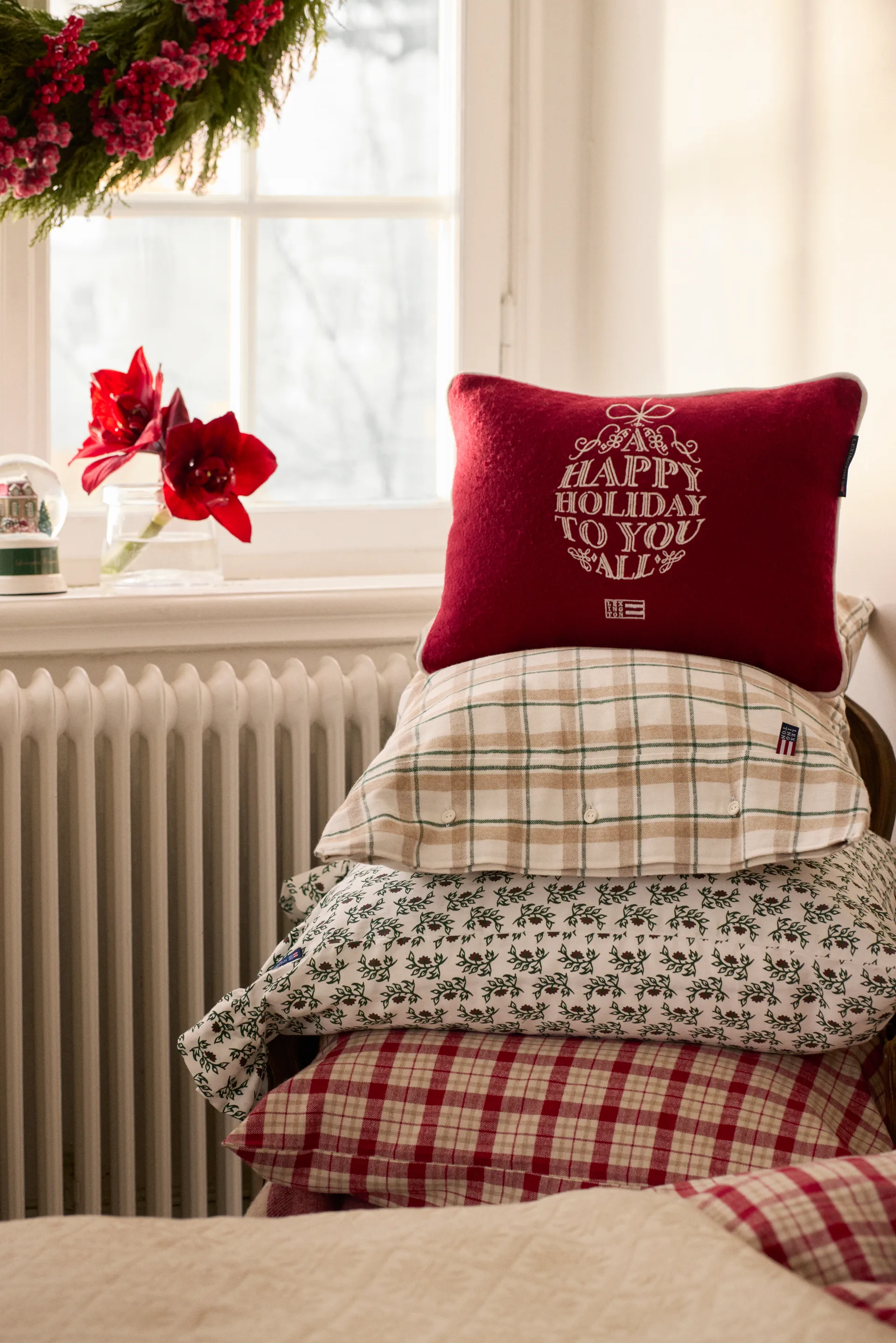 Ornament Wollemix Kissen 30x40 cm, Red-white Lexington