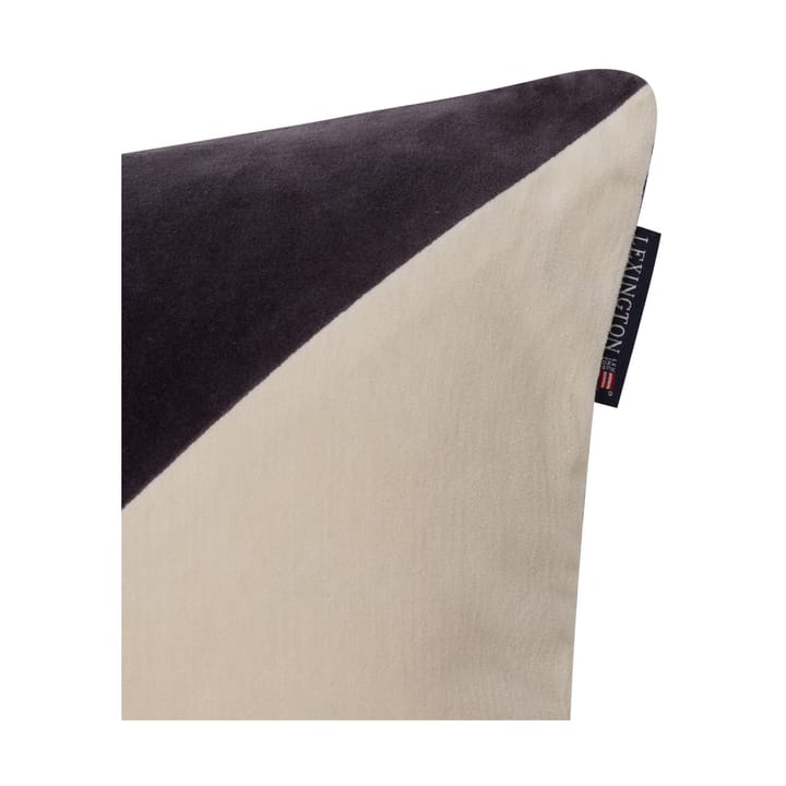 Patched Organic Cotton Velvet Kissenbezug 50x50cm - Dark gray-light beige - Lexington