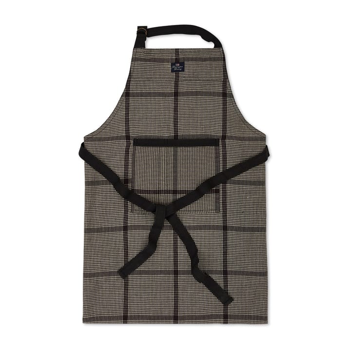 Pepita Check Cotton Linen Schürze, Dark gray-beige Lexington