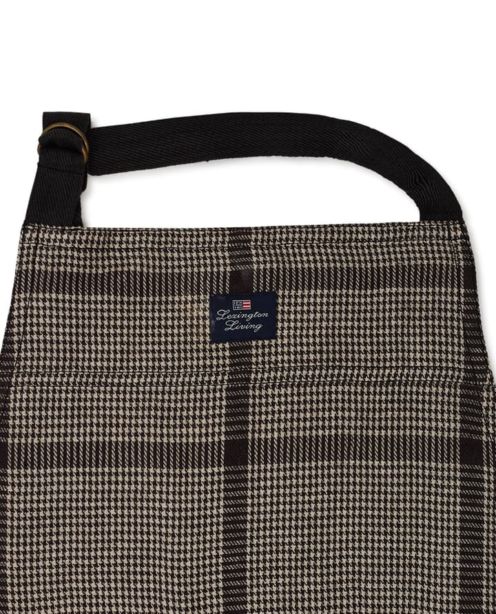 Pepita Check Cotton Linen Schürze, Dark gray-beige Lexington