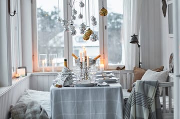 Pepita Check Cotton Linen Tischdecke 180 x 180cm - White-light gray - Lexington