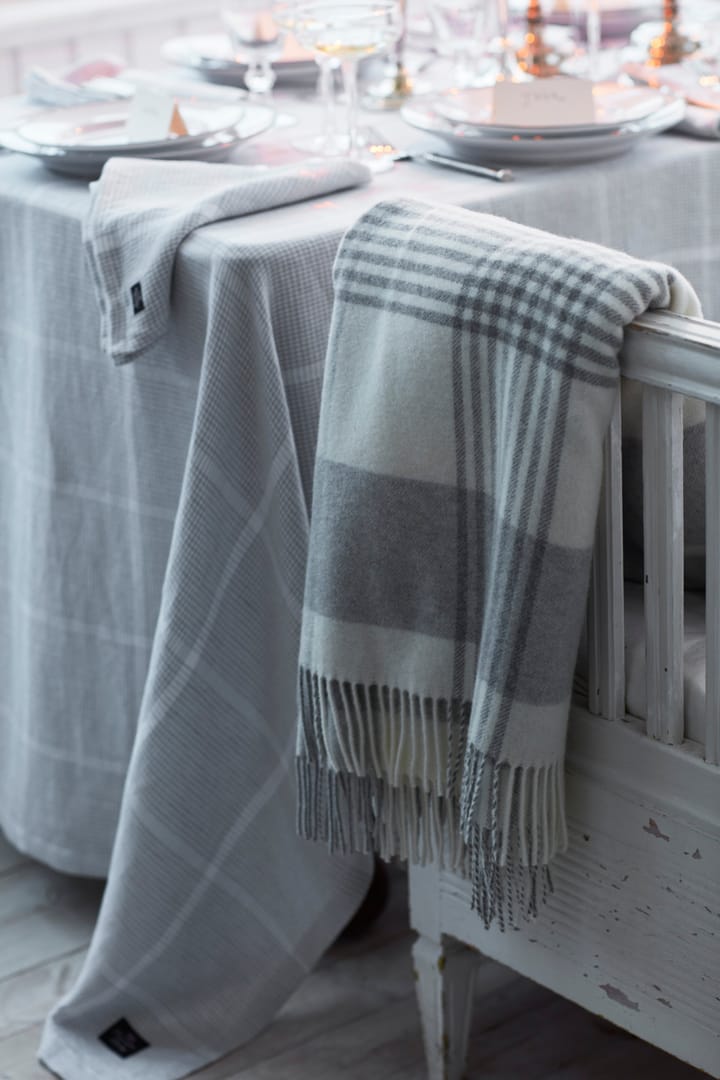 Pepita Check Cotton Linen Tischtuch 150 x 250cm, White-light gray Lexington