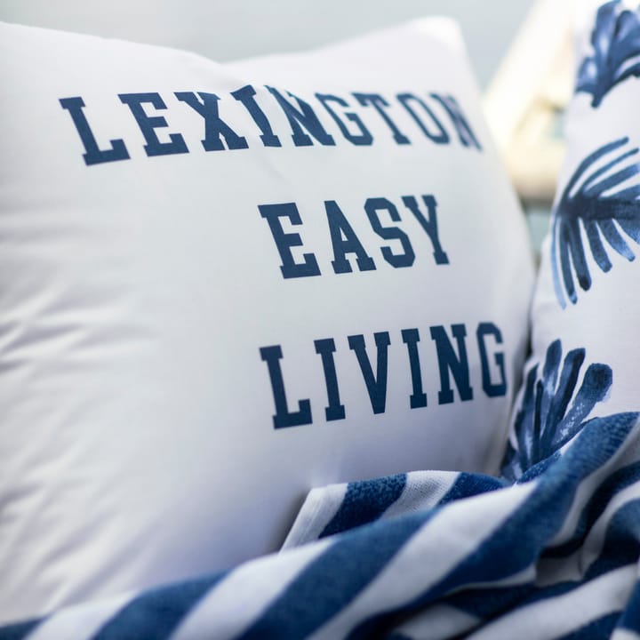 Printed Organic Cotton Poplin Kissenbezug 50 x 60cm - White-blue - Lexington