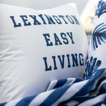 Printed Organic Cotton Poplin Kissenbezug 50 x 60cm - White-blue - Lexington