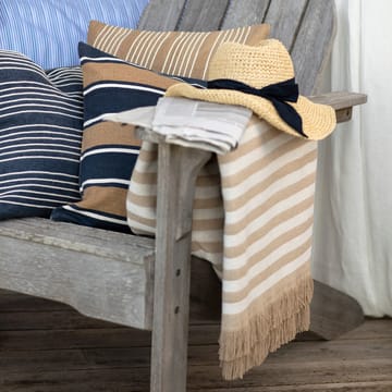 Printed Stripes Canvas Kissenbezug 50 x 50cm - Beige-dark blue - Lexington