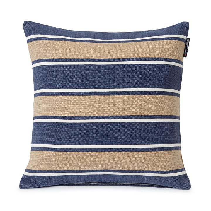 Printed Stripes Canvas Kissenbezug 50 x 50cm - Beige-dark blue - Lexington