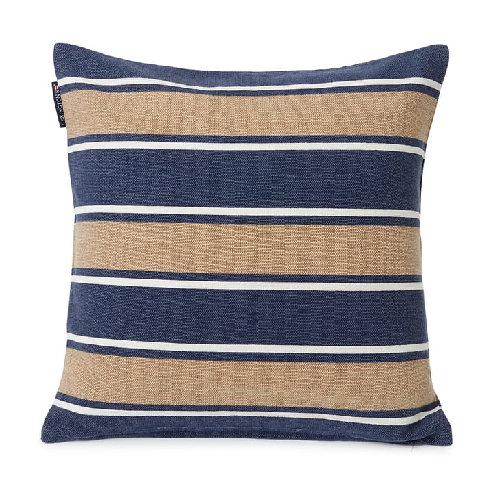 Printed Stripes Canvas Kissenbezug 50 x 50cm - Beige-dark blue - Lexington