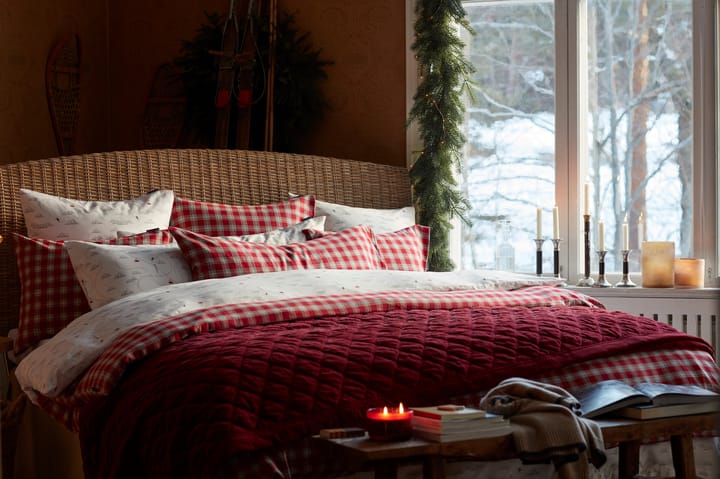 Red Checked Cotton Flannel Bettwäsche, 2 x 50 x 60cm, 220 x 220cm Lexington
