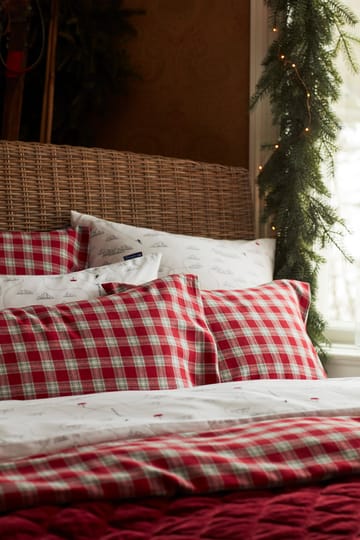Red Checked Cotton Flannel Bettwäsche - 2 x 50 x 60cm, 220 x 220cm - Lexington