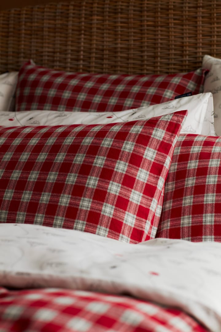 Red Checked Cotton Flannel Bettwäsche, 2 x 50 x 60cm, 220 x 220cm Lexington