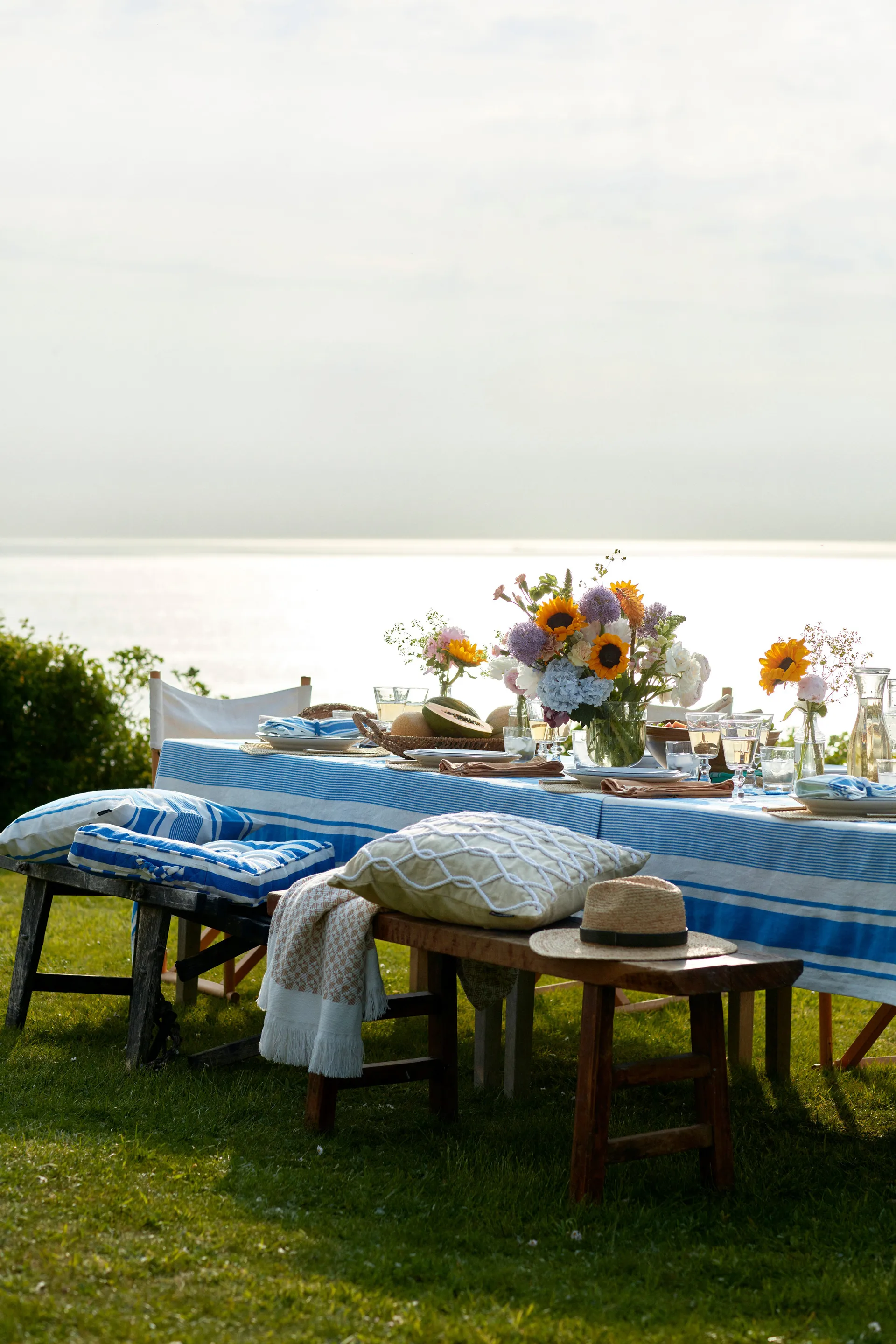 Rope Deco Canvas Kissenbezug 50x50cm, Hellbeige-weiß Lexington