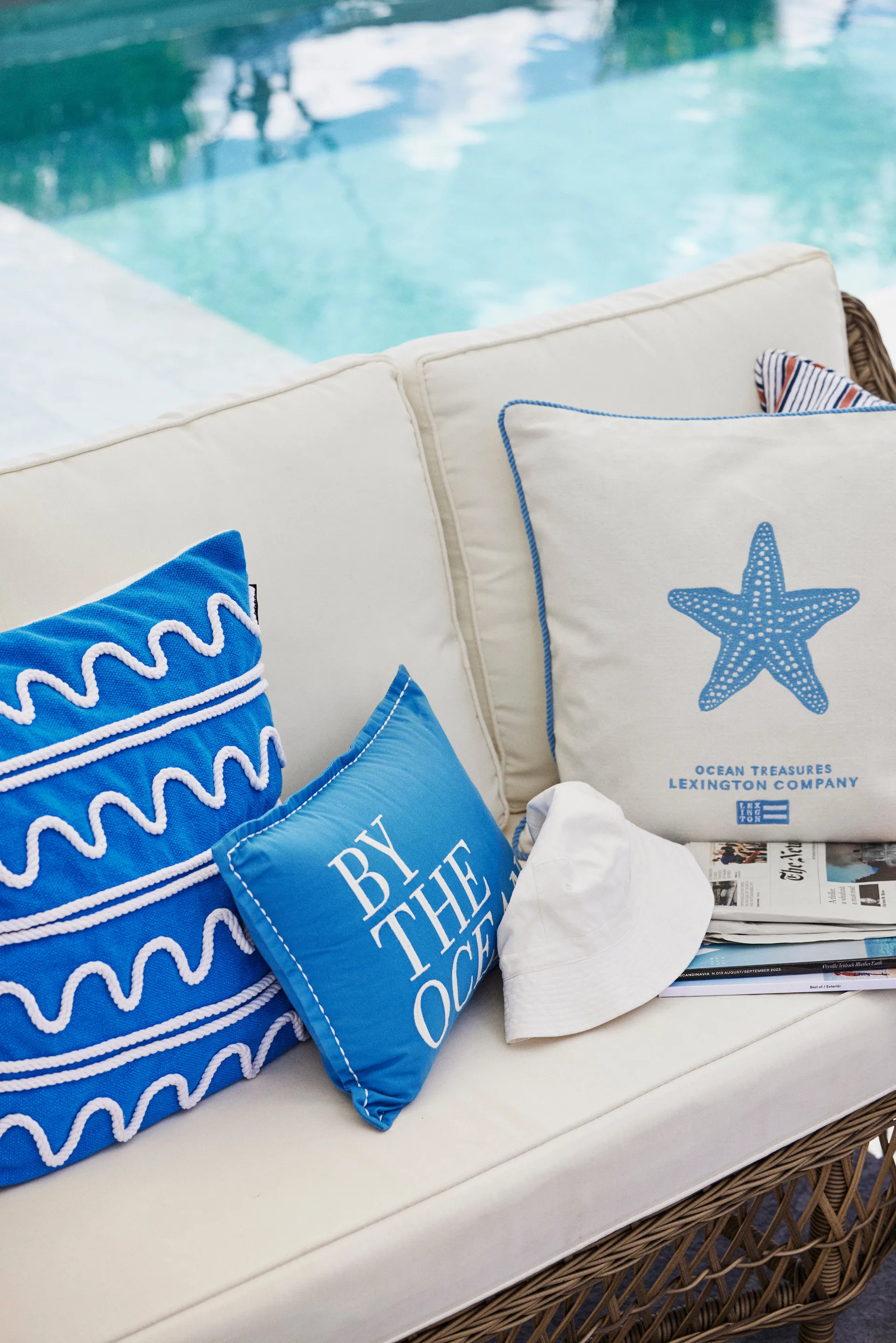 Rope Wave Cotton Canvas Kissenbezug 50x50 cm, Blue Lexington