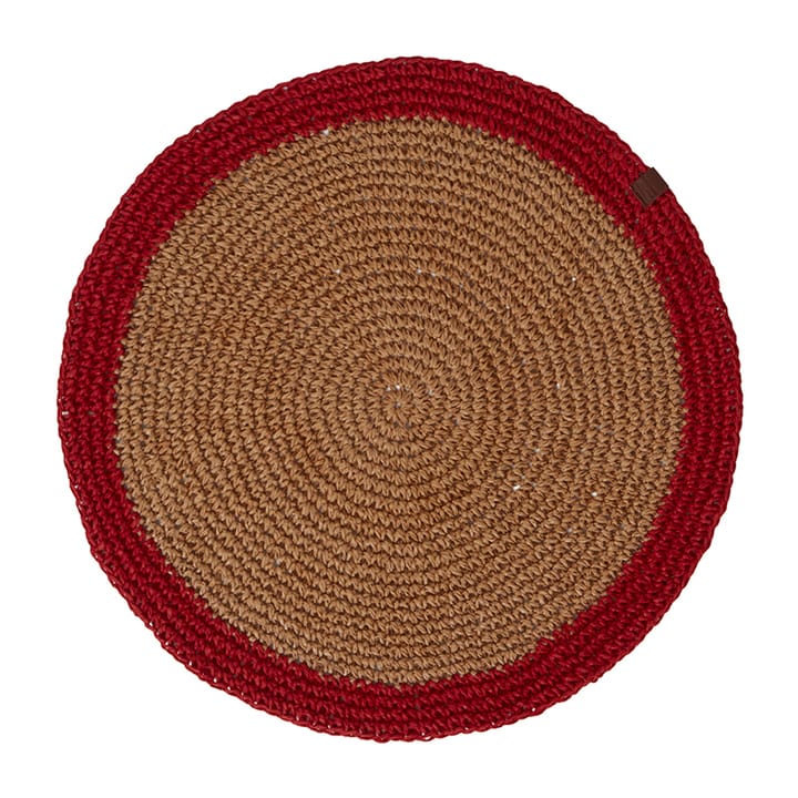 Round Recycled Paper Straw Tischset Ø 38 - Beige-red - Lexington