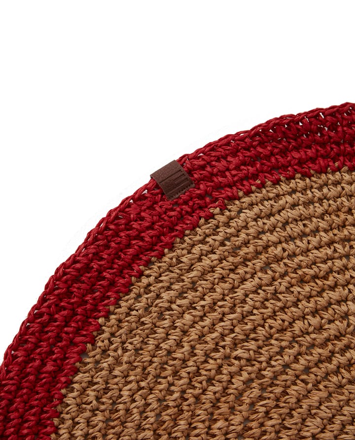 Round Recycled Paper Straw Tischset Ø 38, Beige-red Lexington