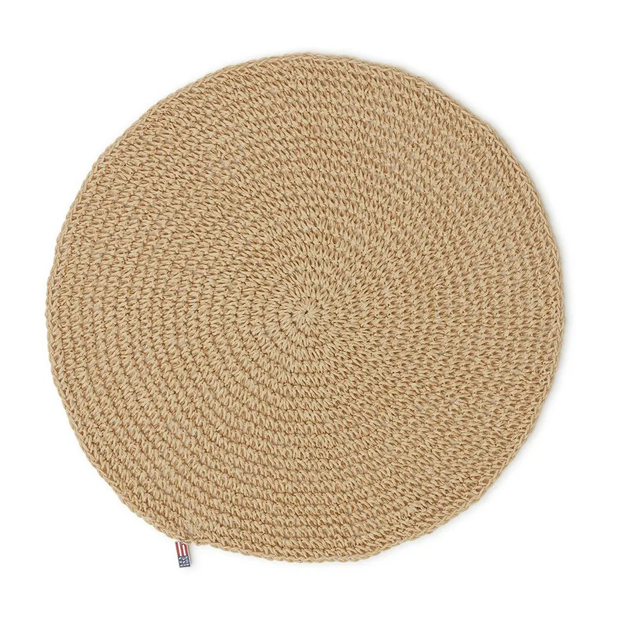 Round Recycled Paper Straw Tischset Ø 38, Beige Lexington