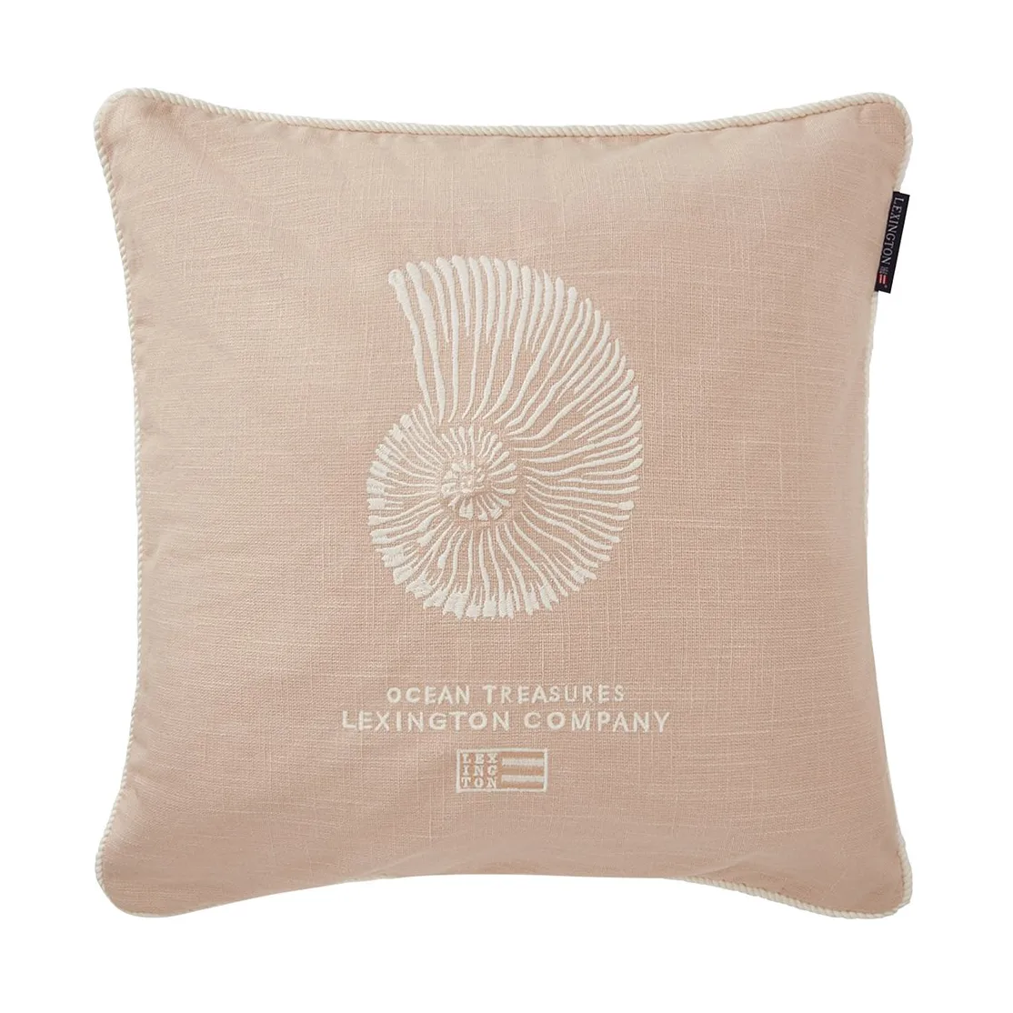 Sea Embroidered Recycled Cotton Kissenbezug 50x50cm, Light Beige Lexington
