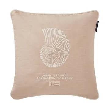 Sea Embroidered Recycled Cotton Kissenbezug 50x50cm - Light Beige - Lexington