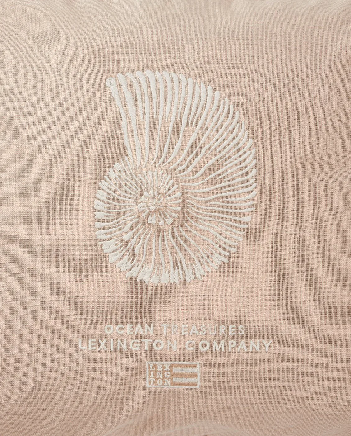 Sea Embroidered Recycled Cotton Kissenbezug 50x50cm, Light Beige Lexington