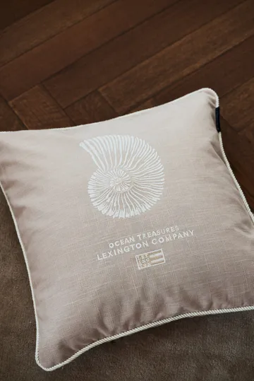 Sea Embroidered Recycled Cotton Kissenbezug 50x50cm - Light Beige - Lexington