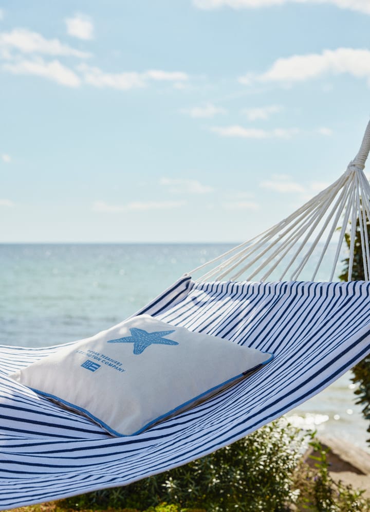 Sea Embroidered Recycled Cotton Kissenbezug 50x50cm, White-blue Lexington