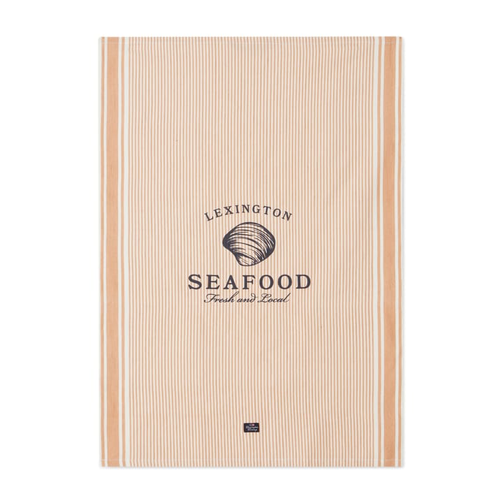 Seafood Striped & Printed Geschirrtuch 50 x 70cm - Beige-weiß - Lexington