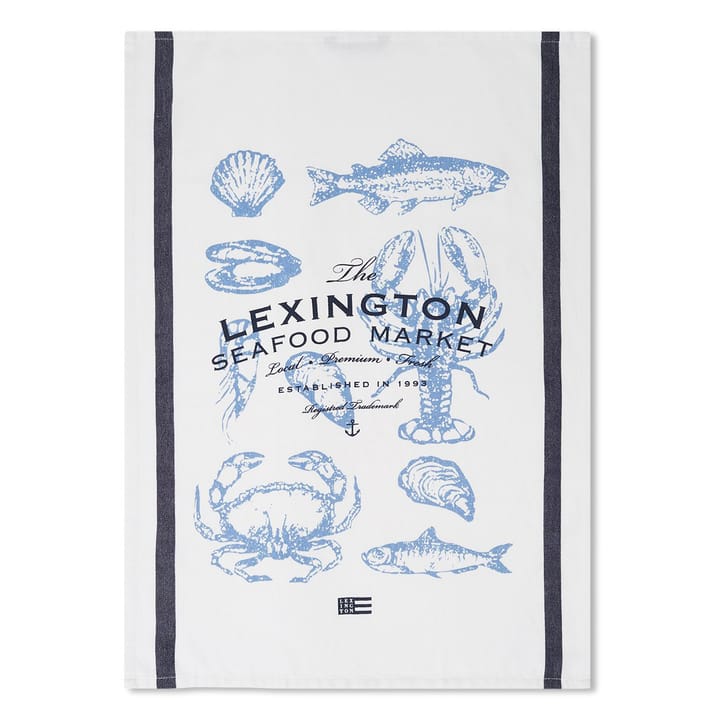 Seafood Twill Geschirrtuch 50 x 70cm - White-blue - Lexington