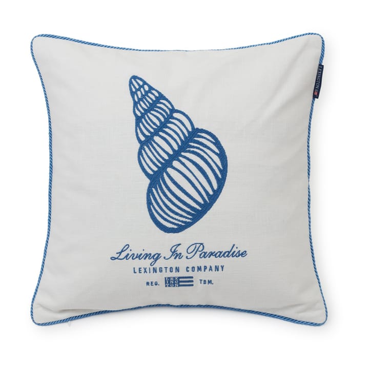 Seashell Cotton Canvas Kissenbezug 50 x 50cm - White-blue - Lexington