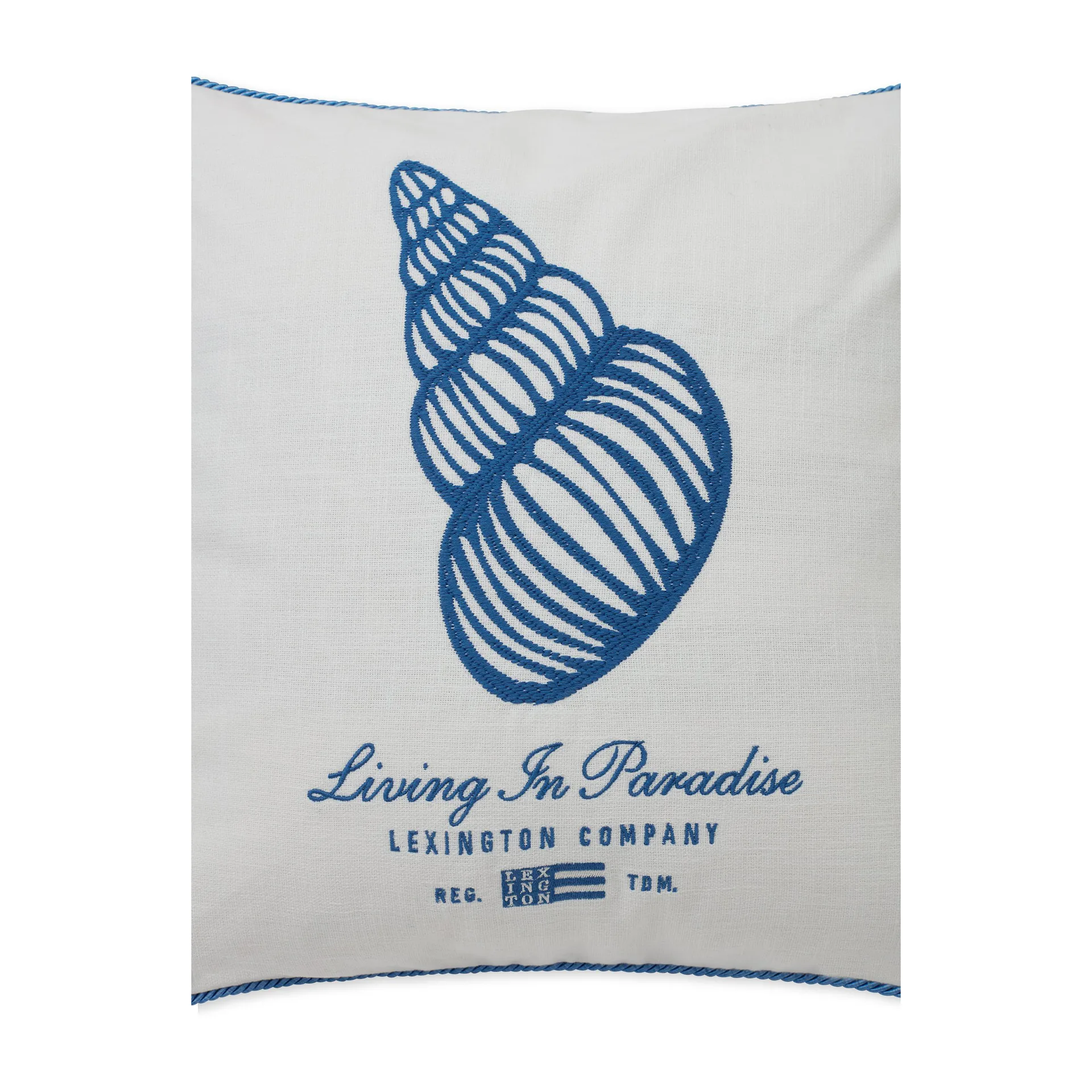 Seashell Cotton Canvas Kissenbezug 50 x 50cm, White-blue Lexington
